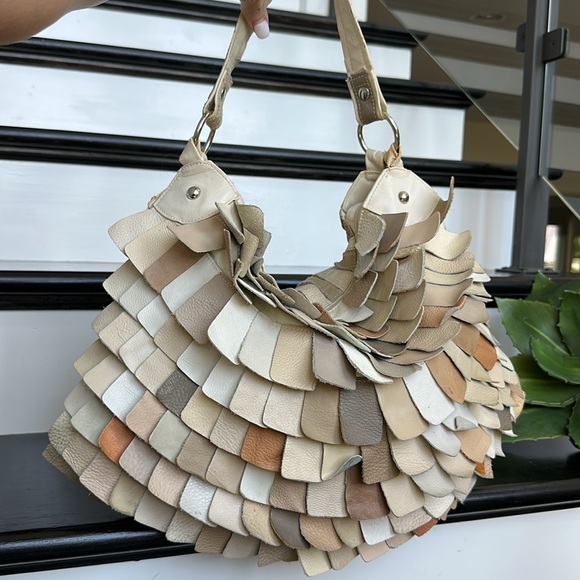 Genuine Leather Multi-Tone Shoulder Bag Purse – Unique Layered Patchwork Design - Picture 1 of 13